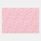 Feestelijk roze inpakpapier met witte sneeuwvlokke (Voorkant 3)