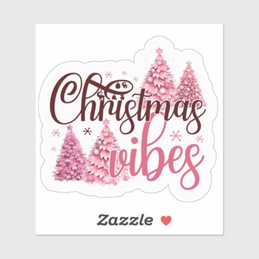 Feestelijk roze Kerst sticker met vrolijke vibes (Vel)