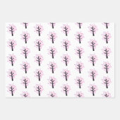 Feestelijk roze kerstboom sneeuwvlok patroon inpakpapier vel (Voorkant 3)