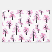 Feestelijk roze kerstboom sneeuwvlok patroon inpakpapier vel (Voorkant)