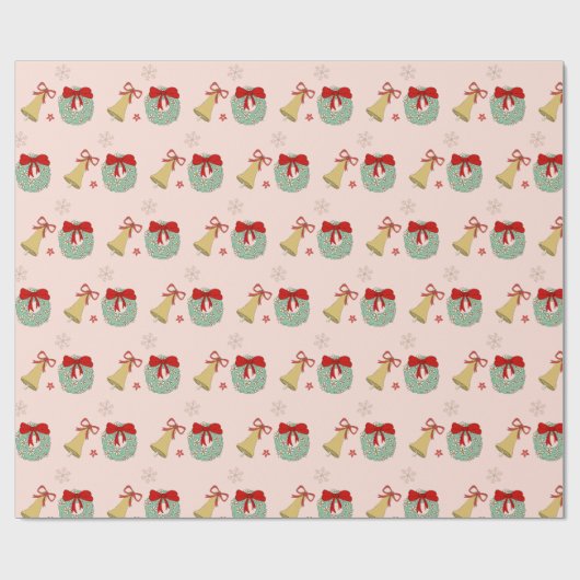 Feestelijk roze kerstinpakpapier cadeaupapier (Vlak)