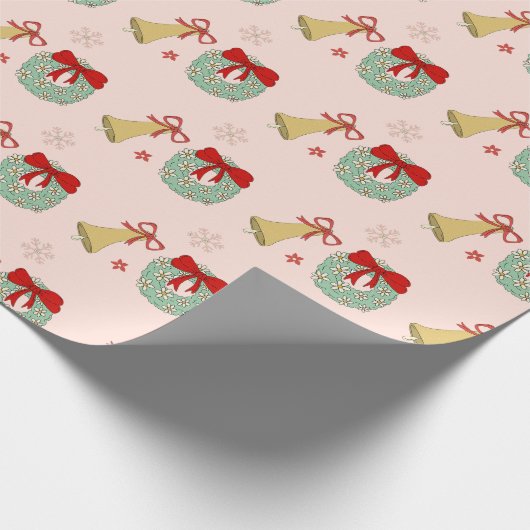 Feestelijk roze kerstinpakpapier cadeaupapier (Hoek)