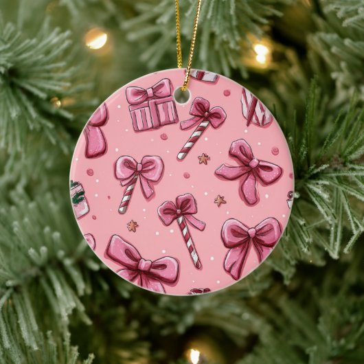 Feestelijk roze kerstornament keramisch ornament (Boom)
