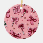 Feestelijk roze kerstornament keramisch ornament (Voorkant)