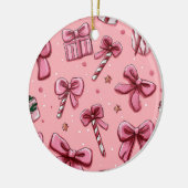 Feestelijk roze kerstornament keramisch ornament (Links)