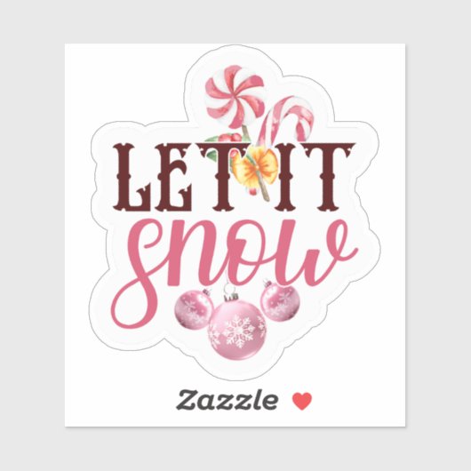 Feestelijk Roze Laat het Sneeuw Vakantie Sticker O (Vel)