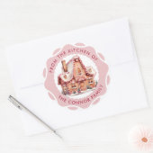 Feestelijk roze peperkoek huis kerst bakken ronde sticker (Envelop)