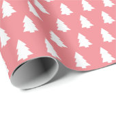 Feestelijk roze witte kerstboompatroon cadeaupapier (Rol Hoek)