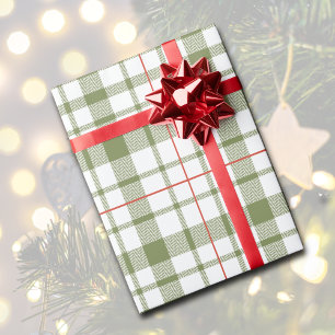 Feestelijk Rustiek Green Plaid Wrapping Paper Cadeaupapier