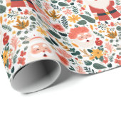 Feestelijk Santa Patroon Cadeaupapier (Rol Hoek)