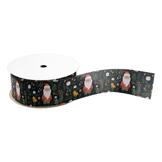 Feestelijk Santa Patroon Grosgrain Lint (Spoel)