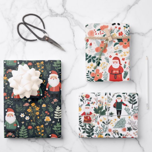 Feestelijk Santa Patroon Inpakpapier Vel (Voorkant)