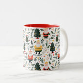 Feestelijk Santa Patroon Tweekleurige Koffiemok (Voorkant rechts)