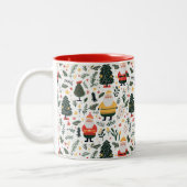 Feestelijk Santa Patroon Tweekleurige Koffiemok (Links)