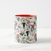 Feestelijk Santa Patroon Tweekleurige Koffiemok (Center)