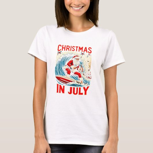 Feestelijk Santa Shirt: Wit Verrukking T-shirt (Voorkant)