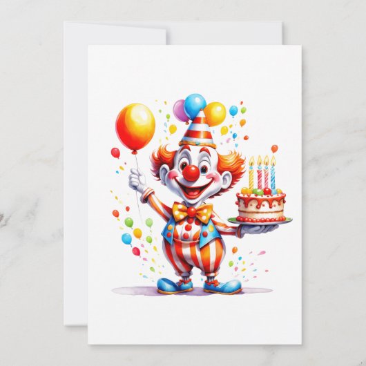 Feestelijk Schattige Clown Waterverf Verjaardagsfe Kaart (Achterkant)