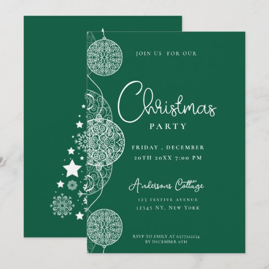 Feestelijk Schattige groen kerstfeest Kaart (Voorkant / Achterkant)