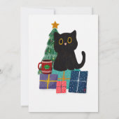 Feestelijk Schattige Zwart Kat Koffie Kunst Kerstf Kaart (Achterkant)
