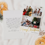 Feestelijk Script Drie-foto Merry Christmas Gold Folie Feestdagenkaart<br><div class="desc">Vier het seizoen met dit feestelijke script drie-foto Merry Christmas gouden folie vakantie kaart met een vleugje elegante charme. Het chique ontwerp toont een eenvoudig goud-en-wit kleurenpalet, dat de gezellige sfeer van de winter oproept. De moderne en unieke aantrekkingskracht en rustieke bewoording creëer zorgt voor een perfecte balans tussen seizoensgebonden...</div>
