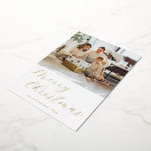 Feestelijk Script Eenvoudig Vrolijk Kerstmis Foto  Folie Feestdagenkaart (Gedraaid)