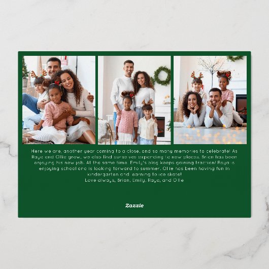 Feestelijk Script Groen 9 Foto Merry Christmas Gol Folie Feestdagenkaart (Achterkant)