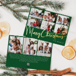 Feestelijk Script Groen 9 Foto Merry Christmas Gol Folie Feestdagenkaart<br><div class="desc">Vier het seizoen met dit feestelijke script groen 9 foto Merry Christmas gouden folie vakantie kaart met een vleugje elegante charme. Het chique ontwerp toont een eenvoudig goud-en-groen kleurenpalet, dat de gezellige sfeer van de winter oproept. De moderne en unieke aantrekkingskracht en rustieke bewoording creëer zorgt voor een perfecte balans...</div>