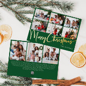 Feestelijk Script Groen 9 Foto Merry Christmas Gol Folie Feestdagenkaart