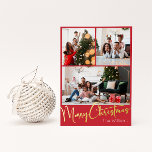 Feestelijk Script Rood 3 Foto Merry Christmas Gold Folie Feestdagenkaart<br><div class="desc">Vier het seizoen met dit feestelijke script rood 3 foto Merry Christmas gold folie vakantie kaart met een vleugje elegante charme. Het chique ontwerp toont een eenvoudig goud-en-rood kleurenpalet, dat de gezellige geest van de winter oproept. De moderne en unieke aantrekkingskracht en rustieke bewoording creëer zorgt voor een perfecte balans...</div>