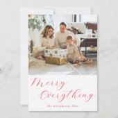 Feestelijk Script Rood Eenvoudig Merry Alles Foto Feestdagenkaart (Voorkant)