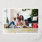 Feestelijk Script Volledige foto Merry Christmas G Folie Feestdagenkaart (Voorkant)