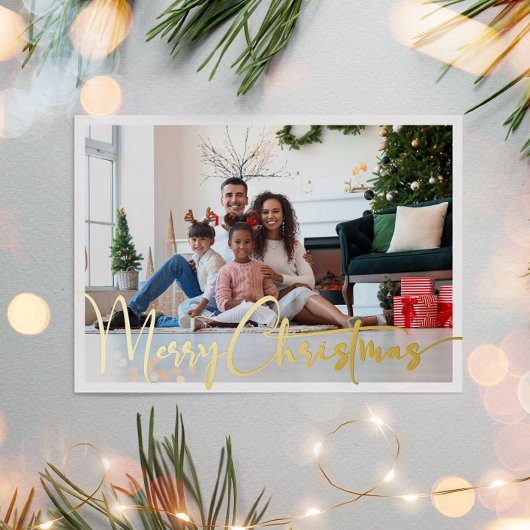 Feestelijk Script Volledige foto Merry Christmas G Folie Feestdagenkaart