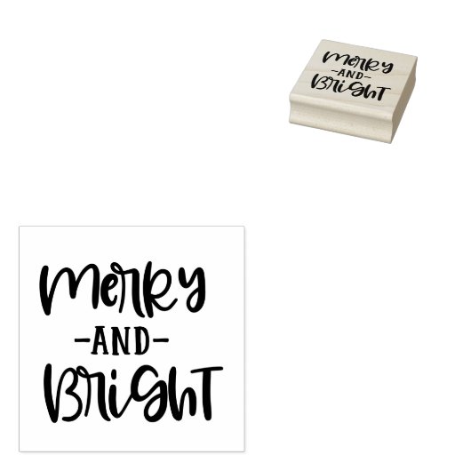 Feestelijk script Vrolijk en helder vakantie Rubberstempel (Gestempeld)