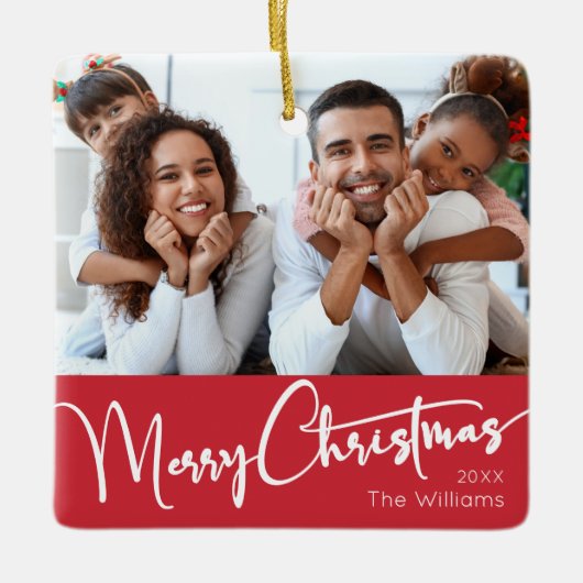 Feestelijk script | Vrolijk kerstfeest Keramisch Ornament (Voorkant)