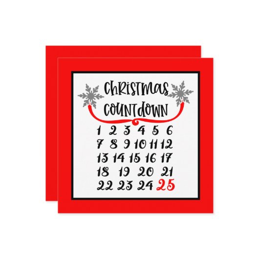 feestelijk sentiment toevoegen Kerstmis aftellen Feestdagenkaart (Voorkant / Achterkant in situ)
