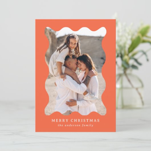 Feestelijk Sinaasappel Retro Foto Lijst Vrolijk Ke Feestdagenkaart (Staand voorkant)