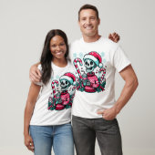 Feestelijk skelet in Santa Hat T-shirt (Unisex)