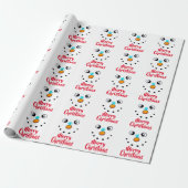 Feestelijk Sneeuwmannengezicht Vrolijk Kerstmis Cadeaupapier (Uitgerold)