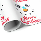 Feestelijk Sneeuwmannengezicht Vrolijk Kerstmis Cadeaupapier (Rol Hoek)