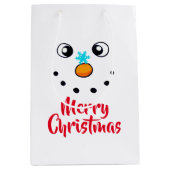 Feestelijk Sneeuwmannengezicht Vrolijk Kerstmis Medium Cadeauzakje (Voorkant)