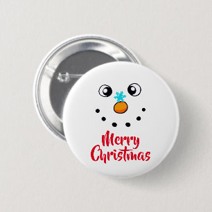 Feestelijk Sneeuwmannengezicht Vrolijk Kerstmis Ronde Button 5,7 Cm