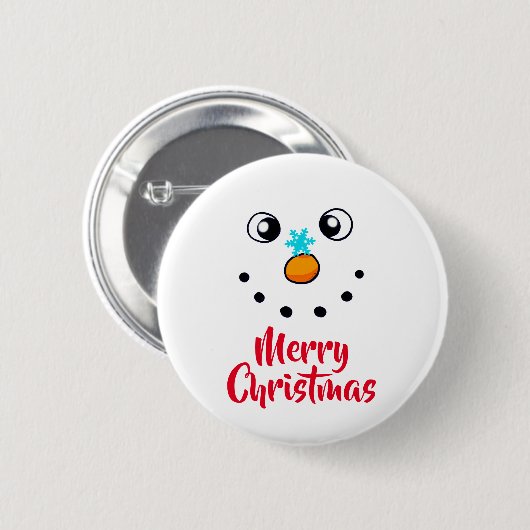 Feestelijk Sneeuwmannengezicht Vrolijk Kerstmis Ronde Button 5,7 Cm (Voorkant /achterkant)