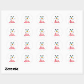 Feestelijk Sneeuwmannengezicht Vrolijk Kerstmis Ronde Sticker (Vel)