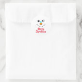Feestelijk Sneeuwmannengezicht Vrolijk Kerstmis Ronde Sticker (Tas)