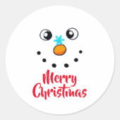 Feestelijk Sneeuwmannengezicht Vrolijk Kerstmis Ronde Sticker (Voorkant)
