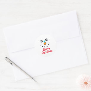 Feestelijk Sneeuwmannengezicht Vrolijk Kerstmis Ronde Sticker