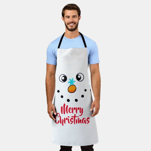 Feestelijk Sneeuwmannengezicht Vrolijk Kerstmis Schort (Gedragen)
