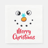 Feestelijk Sneeuwmannengezicht Vrolijk Kerstmis Servet (Voorkant)