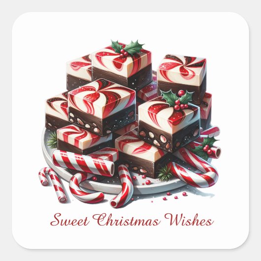 Feestelijk snoep Pepermunt fudge Christmas Vierkante Sticker (Voorkant)