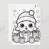 Feestelijk Snowkid kinder kleurend Briefkaart (Voorkant / Achterkant)
